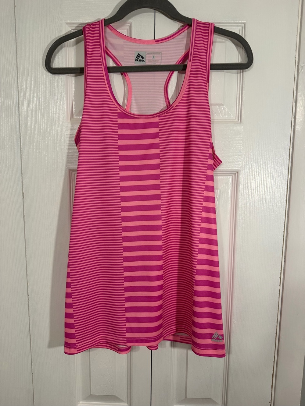 RBX Performance Racerback Tank Top L Pink Striped